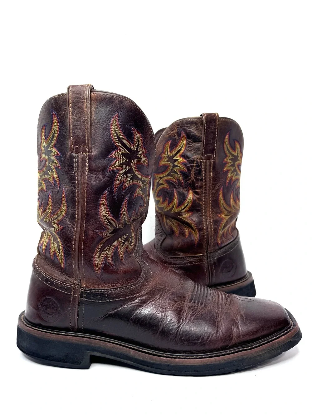 Justin WK4681 Driller Work Boots Mens 11D Brown Square Toe Soft Toe Pull On